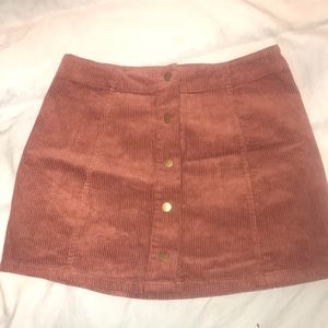 Burnt orange button up corduroy skirt